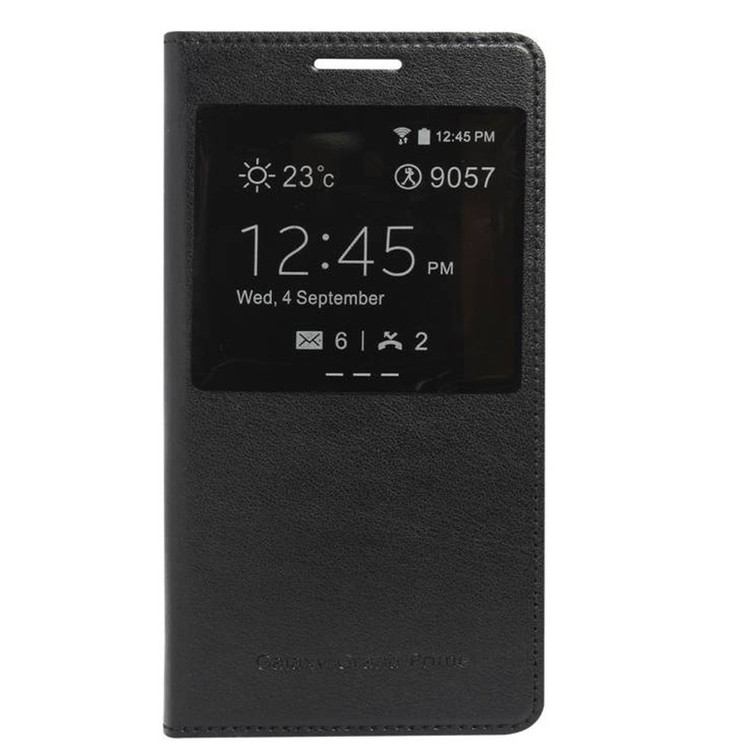 کیف کلاسوری مدل چرمی S View Cover مناسب برای گوشی موبایل سامسونگ Galaxy J2 Prime / G530 / Grand Prime