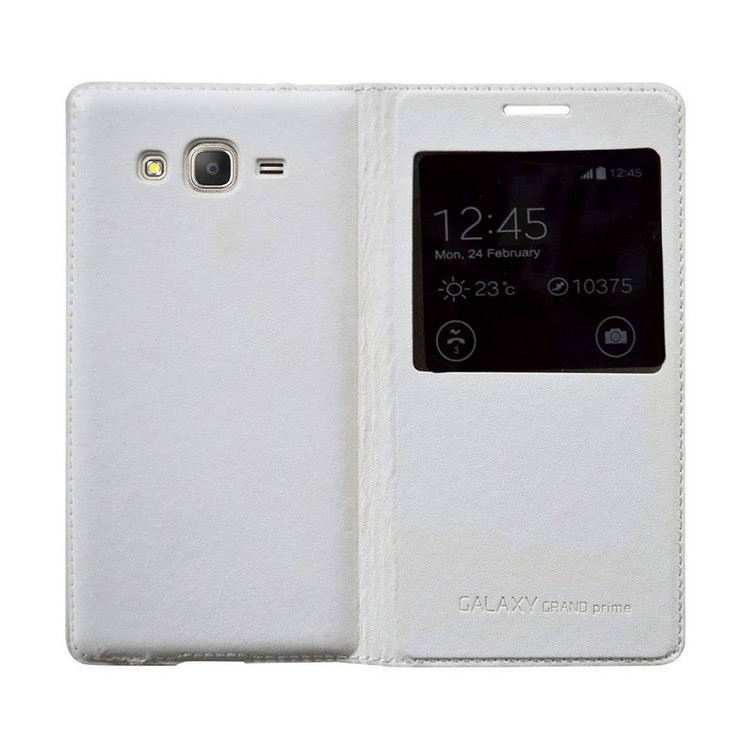 کیف کلاسوری مدل چرمی S View Cover مناسب برای گوشی موبایل سامسونگ Galaxy J2 Prime / G530 / Grand Prime