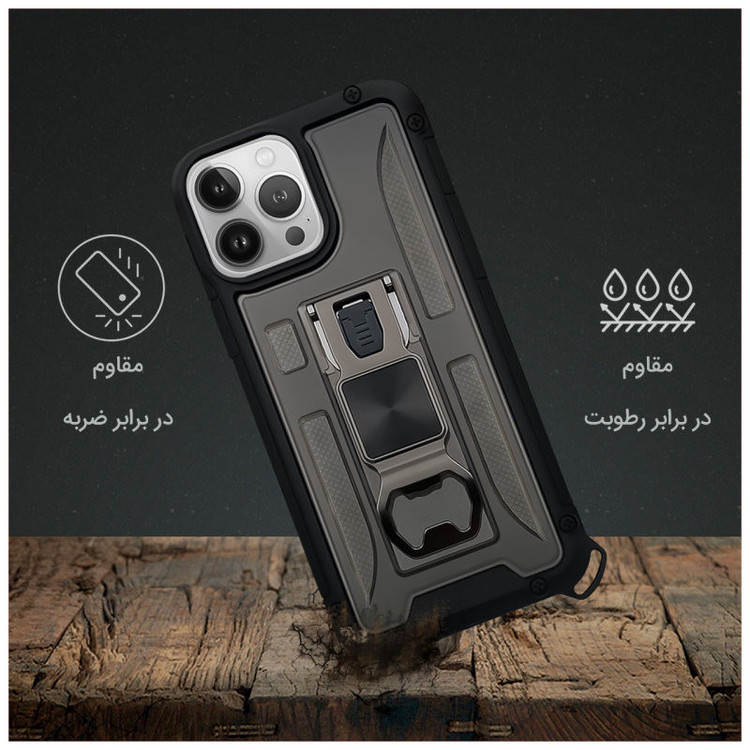 کاور آیرون من مدل Shock Proof مناسب برای گوشی موبایل اپل iPhone 13 Pro به همراه قلم لمسی