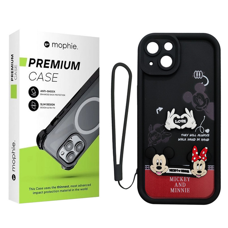 کاور موفی مدل Silicone Puffer Minni Mouse Strap مناسب برای گوشی موبایل اپل iPhone 13 به همراه بند