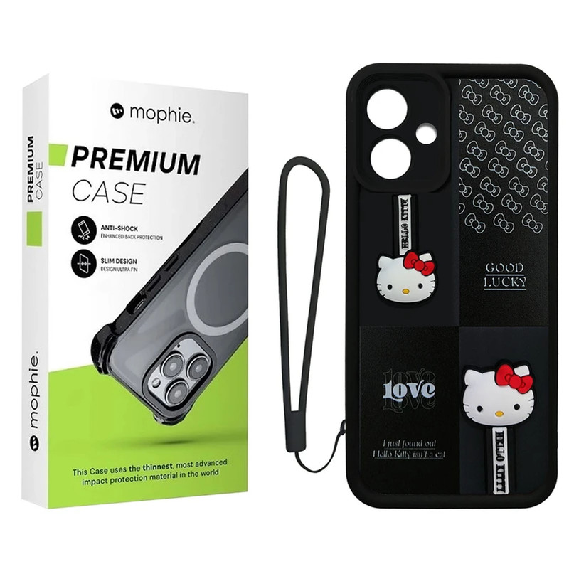 کاور موفی مدل Silicone Puffer Hello Kitty Strap مناسب برای گوشی موبایل شیائومی Redmi 13 / Poco M6 4G / Redmi Note 13R به همراه بند