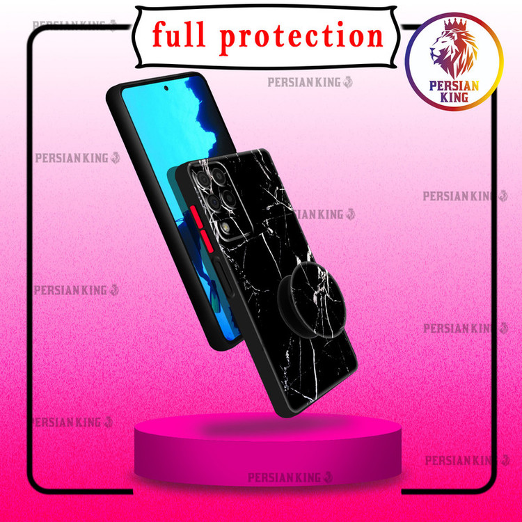 کاور پرشین کینگ مدل BLK Granit 22 مناسب برای گوشی موبایل سامسونگ Galaxy A22 4G به همراه پایه نگهدارنده