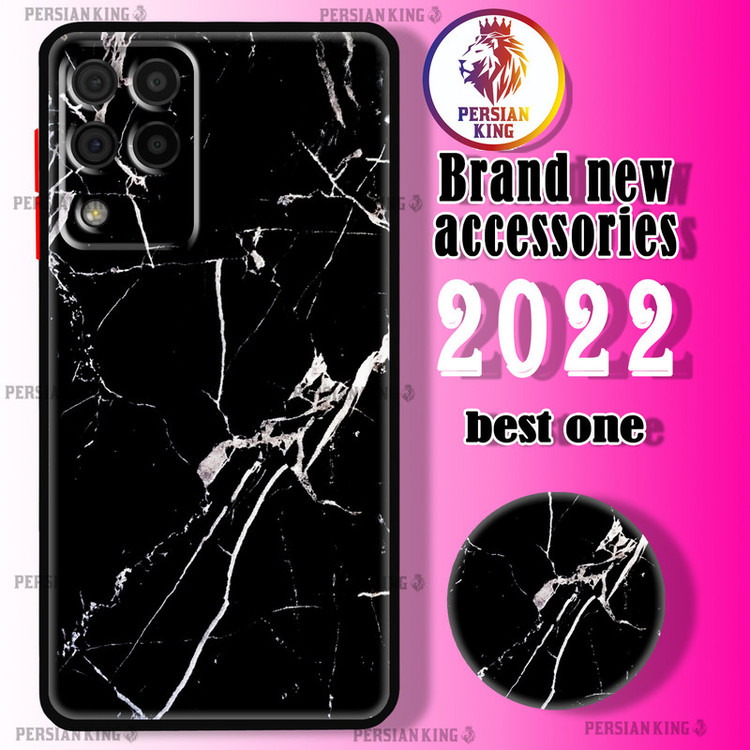 کاور پرشین کینگ مدل BLK Granit 22 مناسب برای گوشی موبایل سامسونگ Galaxy A22 4G به همراه پایه نگهدارنده