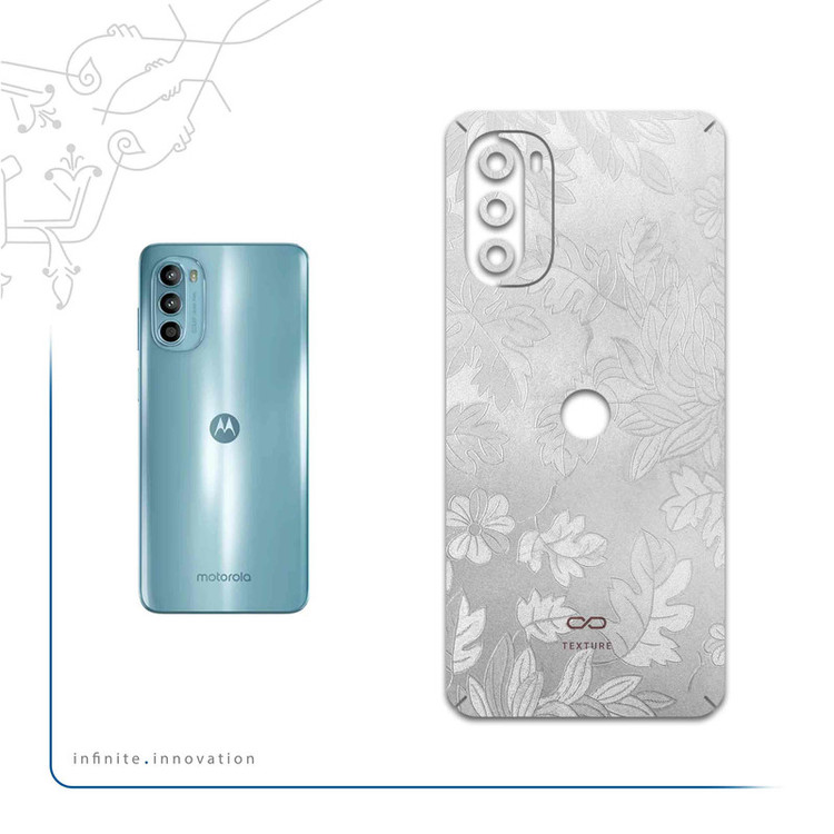 برچسب پوششی ماهوت مدل Silver-Wildflower مناسب برای گوشی موبایل موتورولا Moto G52