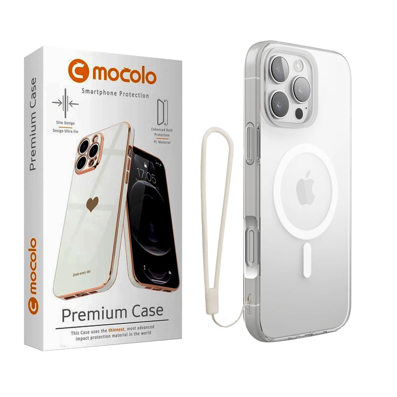 کاور موکولو مدل Clear Magsafe Strap مناسب برای گوشی موبایل اپل iPhone 16 Pro Max به همراه بند آویز
