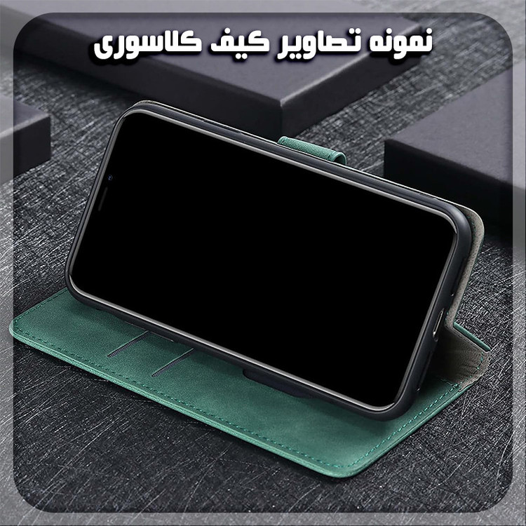 کیف کلاسوری قاب سیلور مدل لوکس مناسب برای گوشی موبایل شیائومی Redmi Note 14 5G به همراه بندآویز
