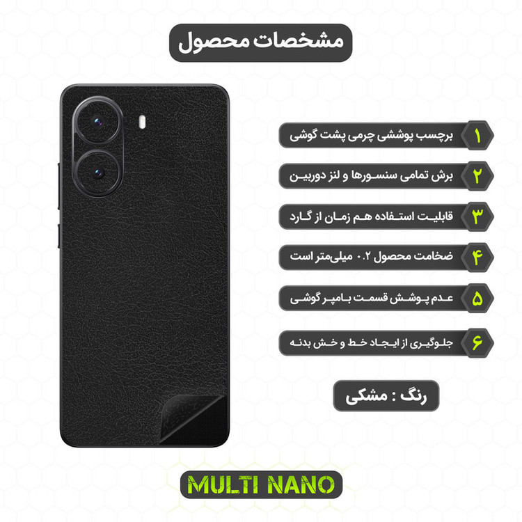 برچسب پوششی مولتی نانو طرح چرم مدل X-F1L مناسب برای گوشی موبایل شیائومی Poco X7 Pro