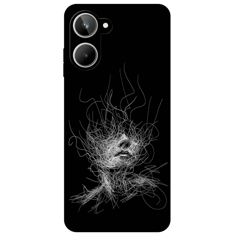 کاور مگافون طرح اسکچ صورت مدل 7423 مناسب برای گوشی موبایل ریلمی 10 4G