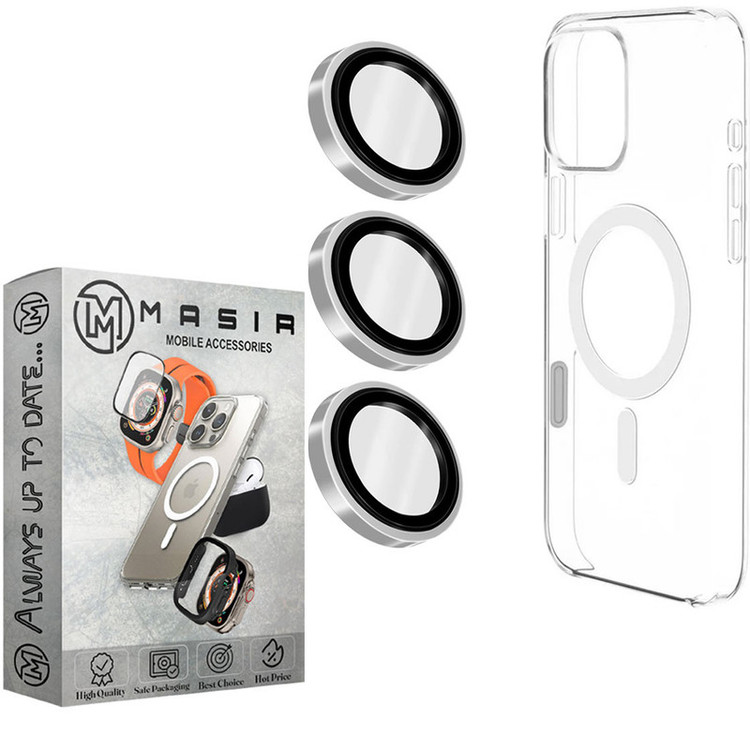 کاور مسیر مدل Clear Ring Metal مناسب برای گوشی موبایل اپل iPhone 16 pro max به همراه محافظ لنز