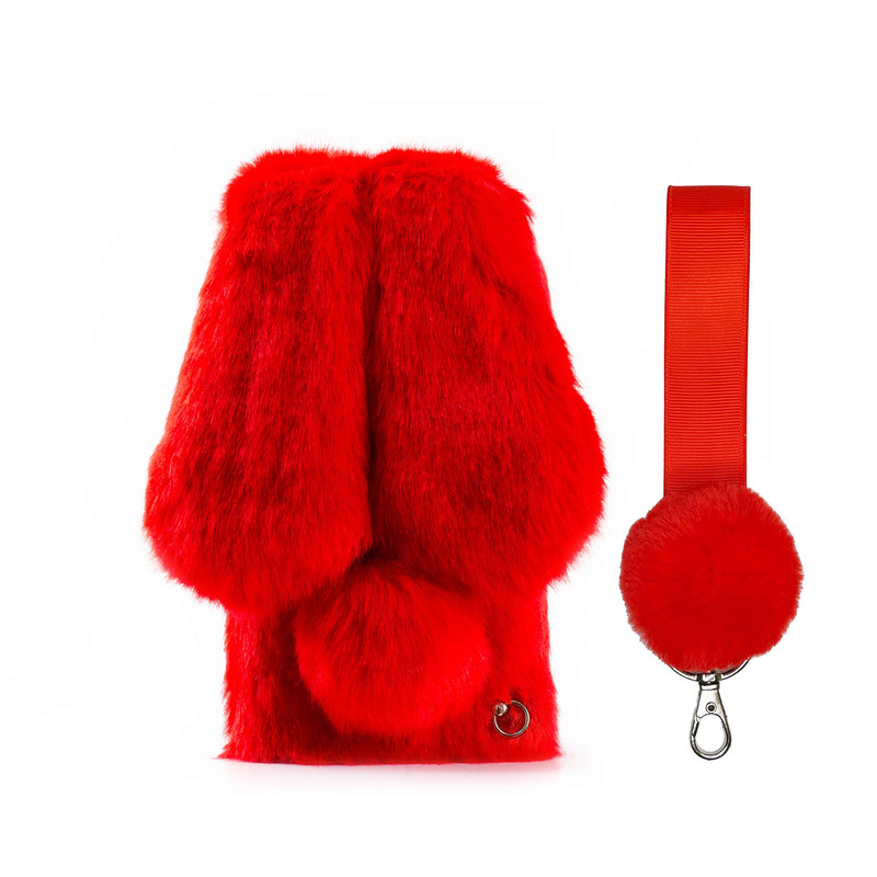 کاور مدل خرگوشی پشمالو مناسب برای گوشی موبایل سامسونگ Galaxy A03s به همراه بند