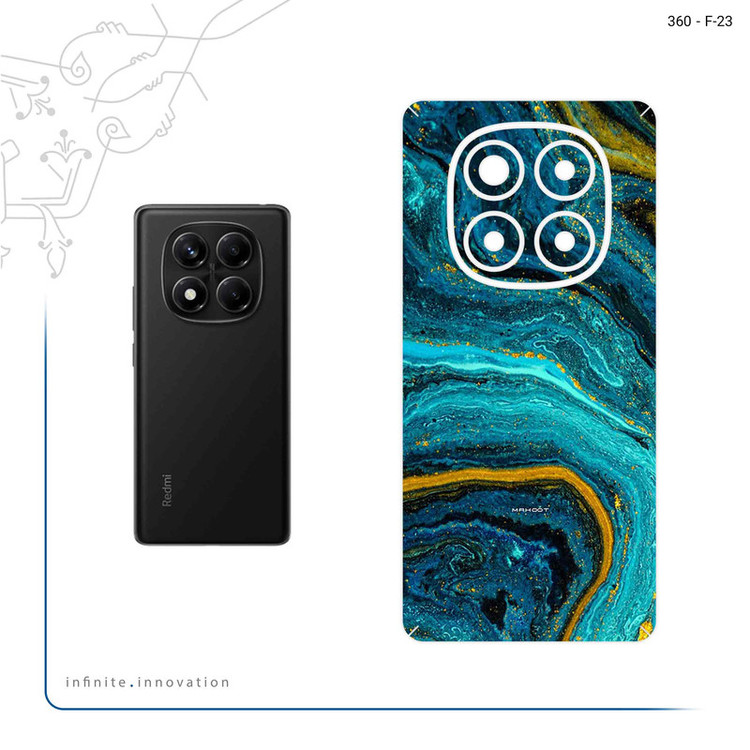 برچسب پوششی ماهوت مدل Turquoise marblewith golden streaks مناسب برای گوشی موبایل شیائومی Redmi Note 14 Pro 4G