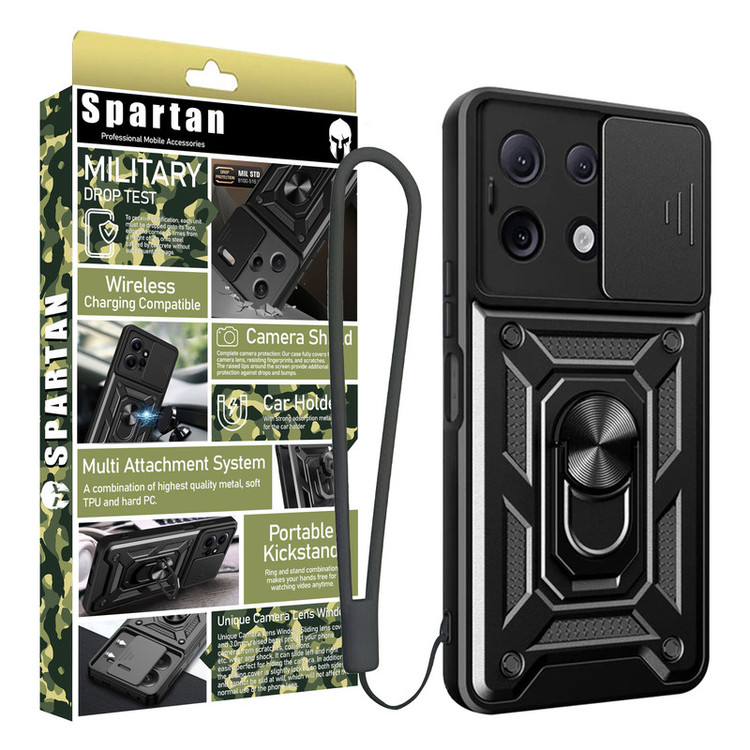 کاور اسپارتان مدل Defender Armor Strap مناسب برای گوشی موبایل شیائومی Redmi Note 13 Pro 5G به همراه بندآویز