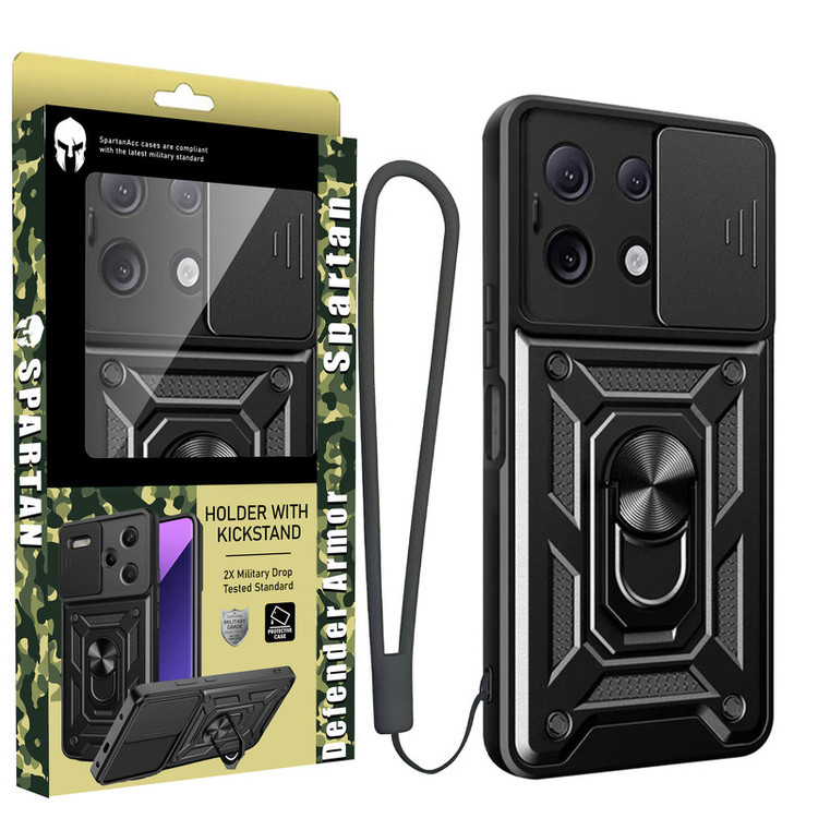 کاور اسپارتان مدل Defender Armor Strap مناسب برای گوشی موبایل شیائومی Redmi Note 13 Pro 5G به همراه بندآویز