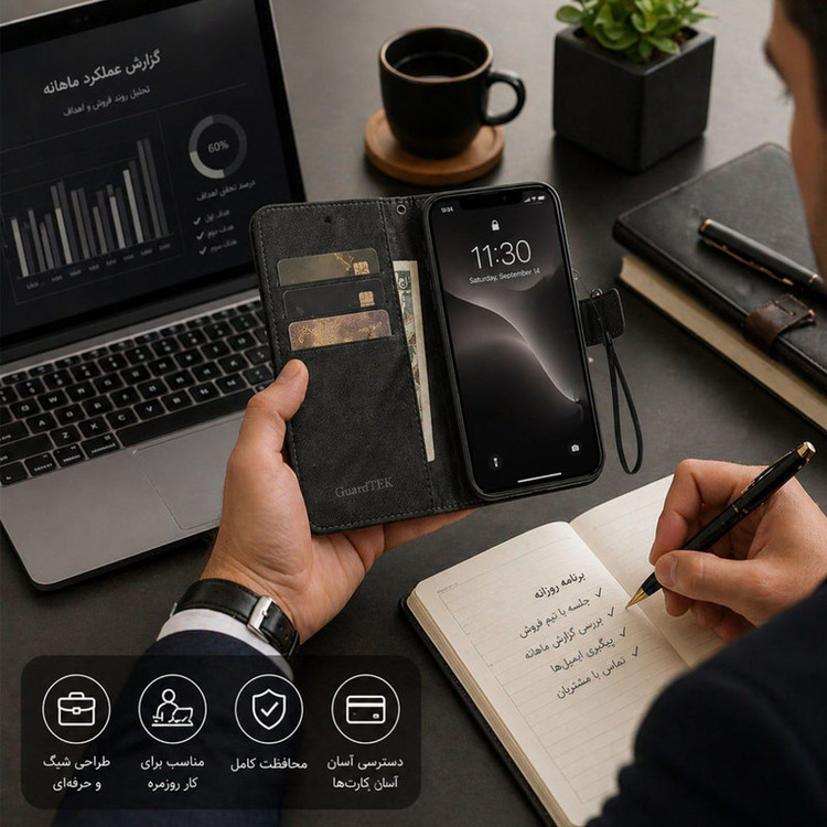 کیف کلاسوری گاردتک مدل Flip cover strap مناسب برای گوشی موبایل شیائومی Redmi Note 15 4G به همراه بند