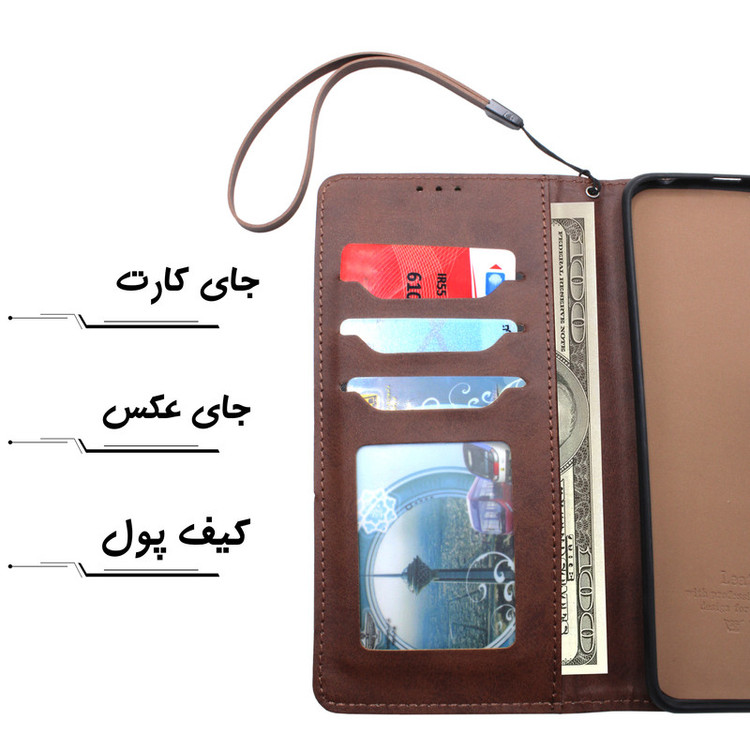 کیف کلاسوری مدل Grise مناسب برای گوشی موبایل سامسونگ Galaxy S25 Ultra به همراه بندآویز