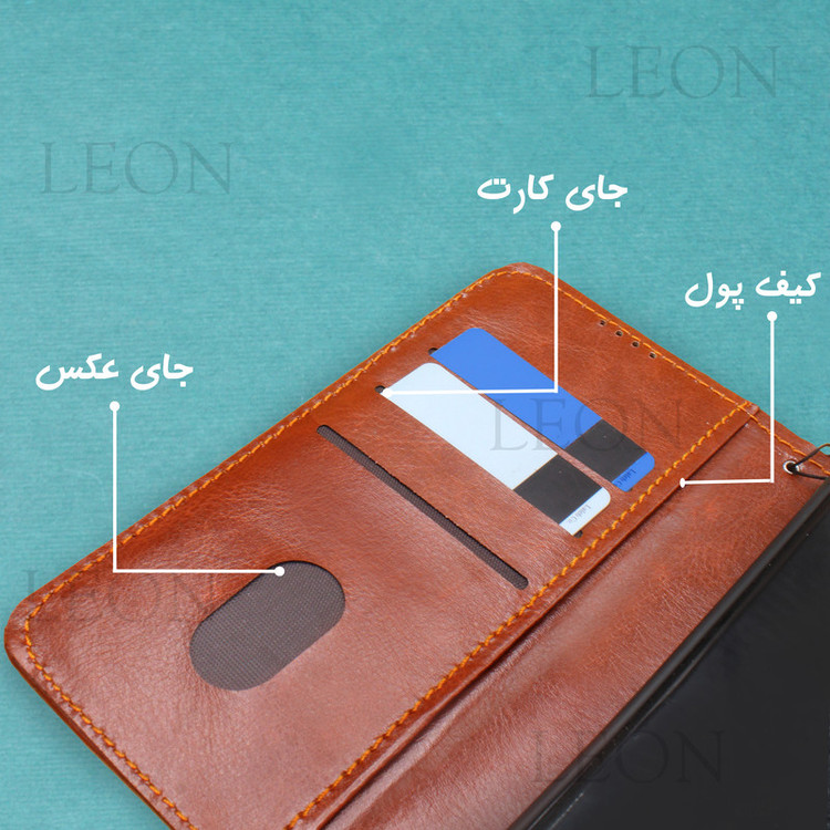 کیف کلاسوری مدل لئون Kiif|_1 مناسب برای گوشی موبایل سامسونگ Galaxy A25 به همراه بند آویز