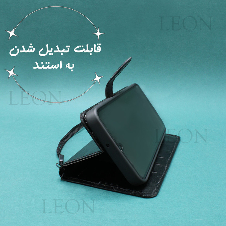 کیف کلاسوری مدل لئون Kiif|_1 مناسب برای گوشی موبایل سامسونگ Galaxy A25 به همراه بند آویز