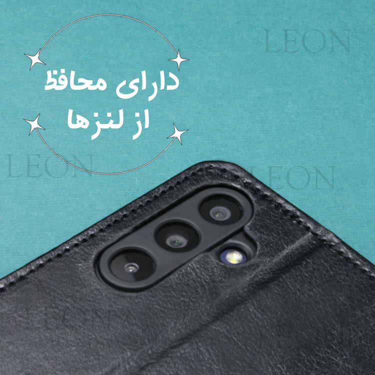 کیف کلاسوری مدل لئون Kiif|_1 مناسب برای گوشی موبایل سامسونگ Galaxy A25 به همراه بند آویز