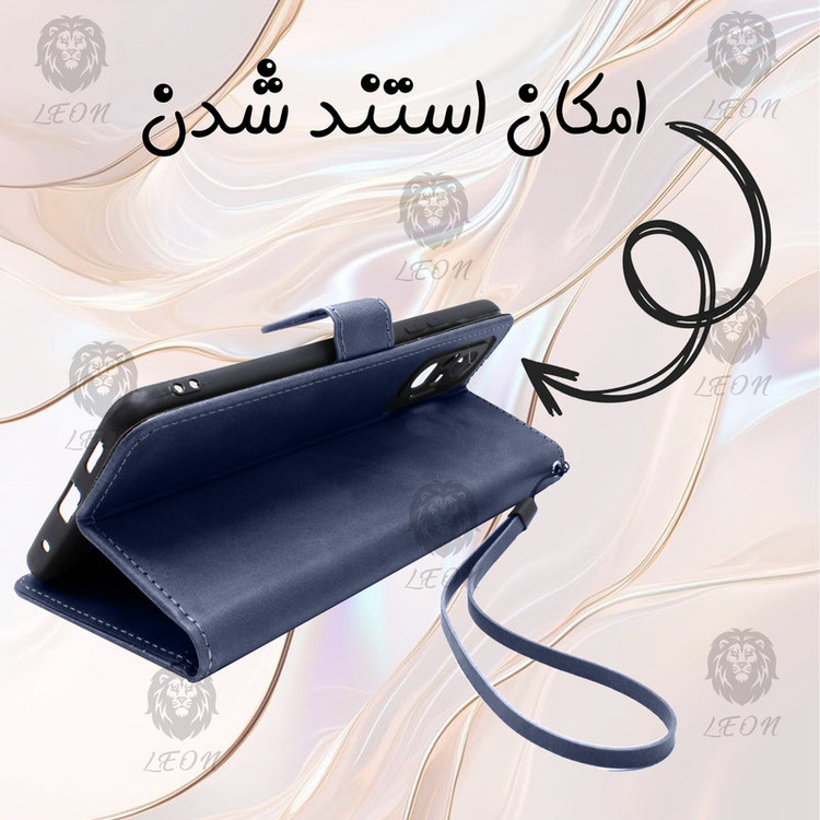 کیف کلاسوری لئون مدل Moket مناسب برای گوشی موبایل سامسونگ Galaxy A56 به همراه بند آویز