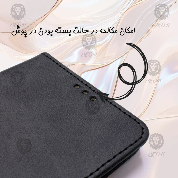کیف کلاسوری لئون مدل Moket مناسب برای گوشی موبایل سامسونگ Galaxy A56 به همراه بند آویز