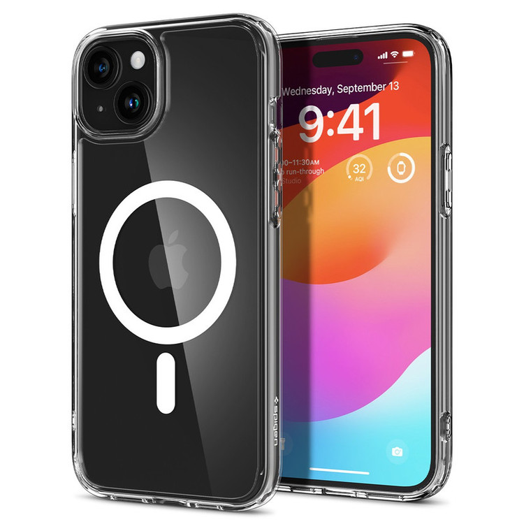 کاور اسپیگن مدل ultra hybrid clear magsafe مناسب برای گوشی موبایل اپل iphone 14