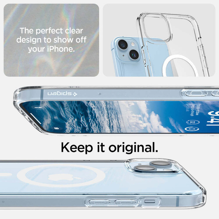 کاور اسپیگن مدل ultra hybrid clear magsafe مناسب برای گوشی موبایل اپل iphone 14