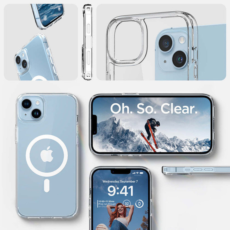 کاور اسپیگن مدل ultra hybrid clear magsafe مناسب برای گوشی موبایل اپل iphone 14