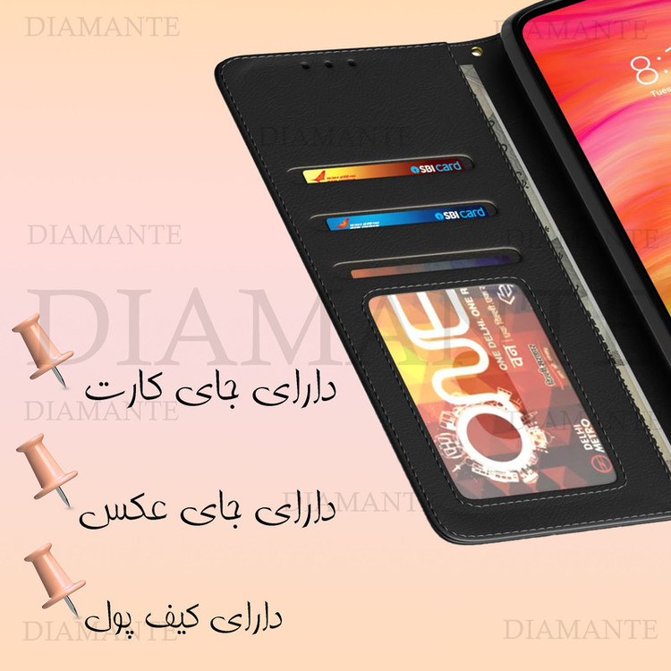 کیف کلاسوری دیامانته مدل Mek Ros مناسب برای گوشی موبایل آنر X7C به همراه بند آویز