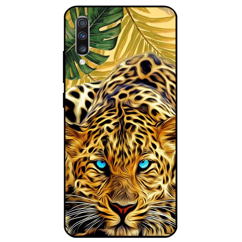 کاور مگافون طرح پلنگ مدل 7455 مناسب برای گوشی موبایل سامسونگ Galaxy A70
