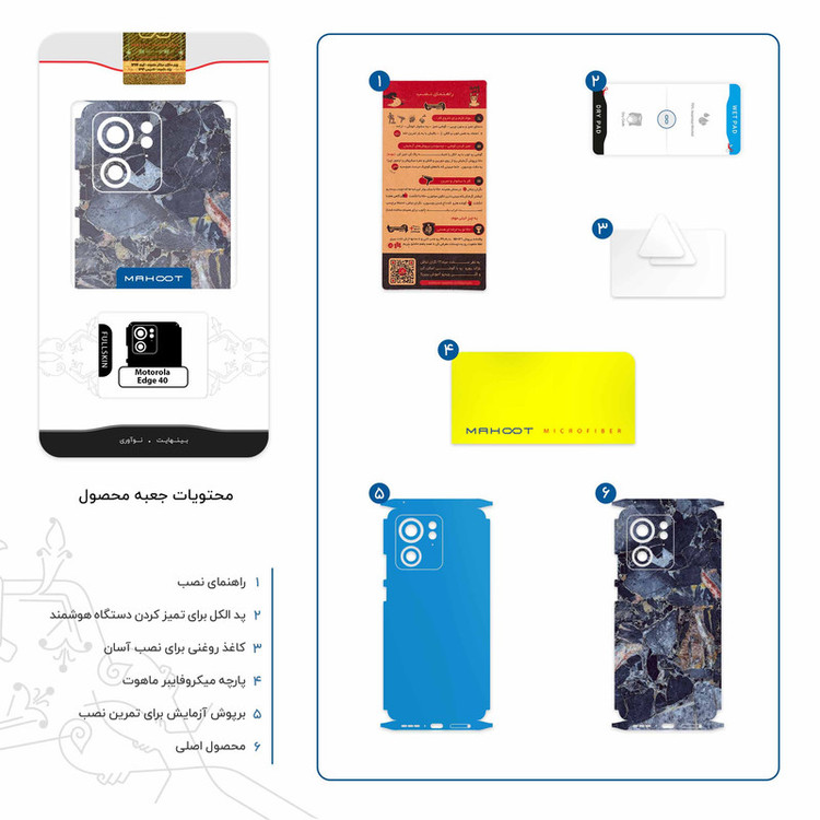 برچسب پوششی ماهوت مدل Broken black marble-FullSkin مناسب برای گوشی موبایل موتورولا Edge 40