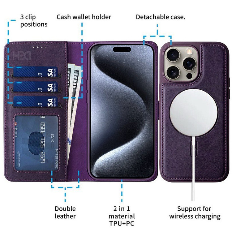 کیف کلاسوری اچ دی دی طرح چرمی مگ سیف مدل LUXURY مناسب برای گوشی موبایل اپل IPHONE 17 pro