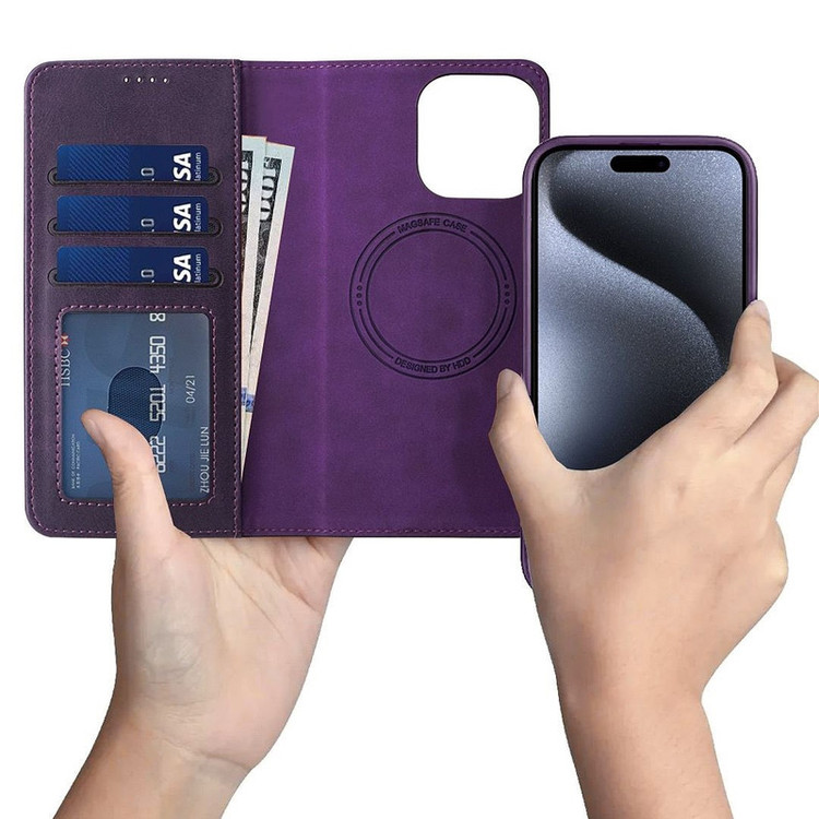 کیف کلاسوری اچ دی دی طرح چرمی مگ سیف مدل LUXURY مناسب برای گوشی موبایل اپل IPHONE 13 pro