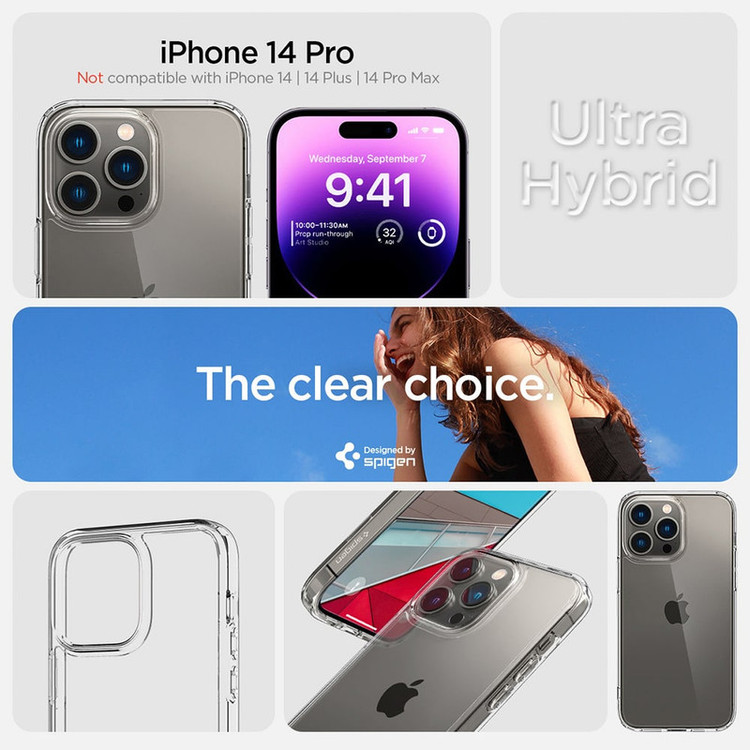 کاور اسپیگن مدل Ultra Hybrid مناسب برای گوشی موبایل اپل iPhone 14 Pro
