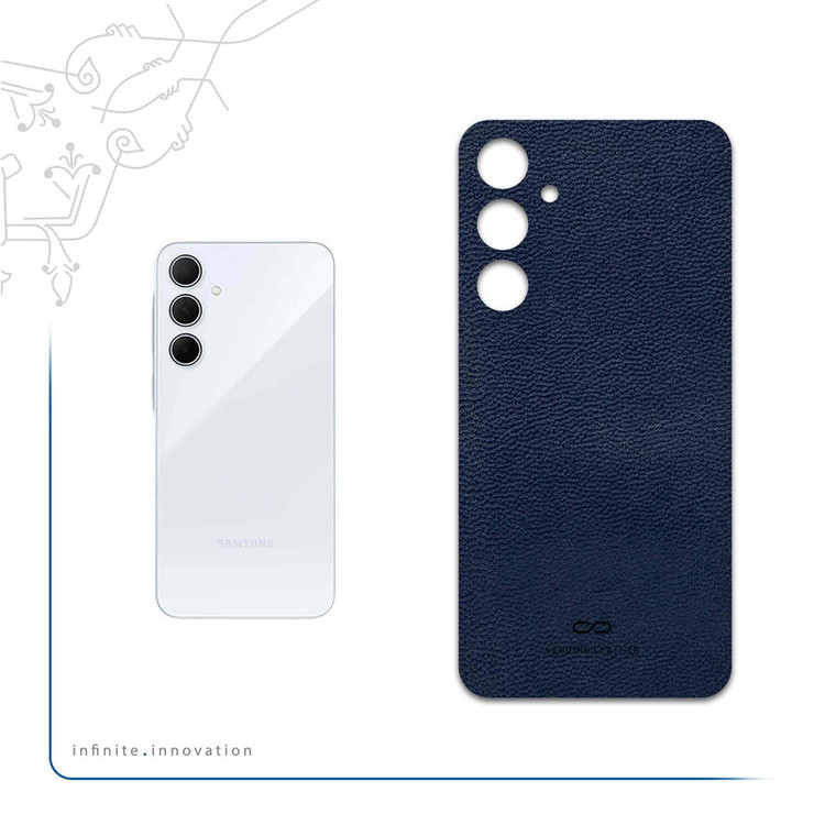برچسب پوششی ماهوت مدل Deep-Blue-Leather مناسب برای گوشی موبایل سامسونگ Galaxy A55