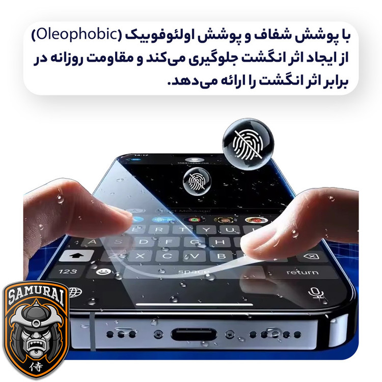 محافظ صفحه نمایش حریم شخصی سامورایی مدل Private مناسب برای گوشی موبایل اپل iPhone 16 Pro Max