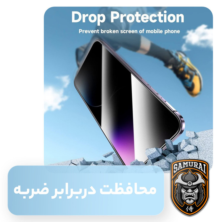 محافظ صفحه نمایش حریم شخصی سامورایی مدل Private مناسب برای گوشی موبایل اپل iPhone 16