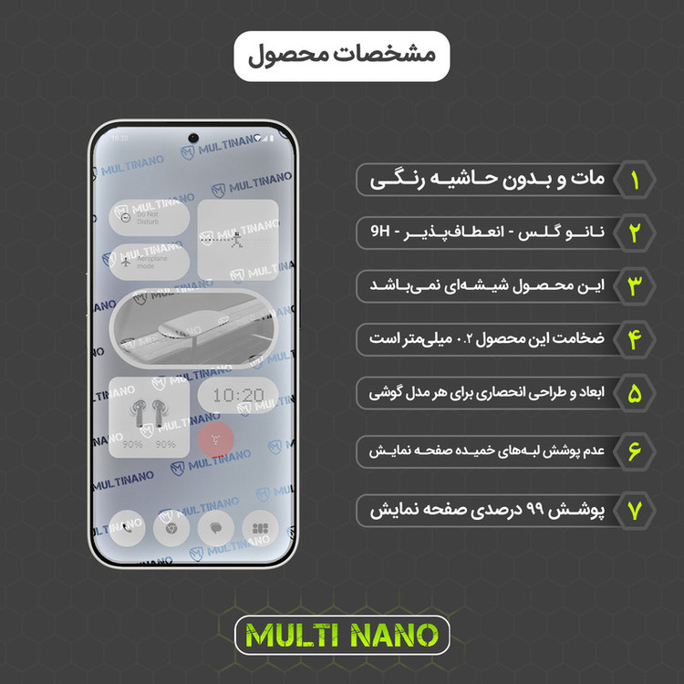 محافظ صفحه نمایش مات مولتی نانو مدل X-S1M مناسب برای گوشی موبایل ناتینگ Phone 2a