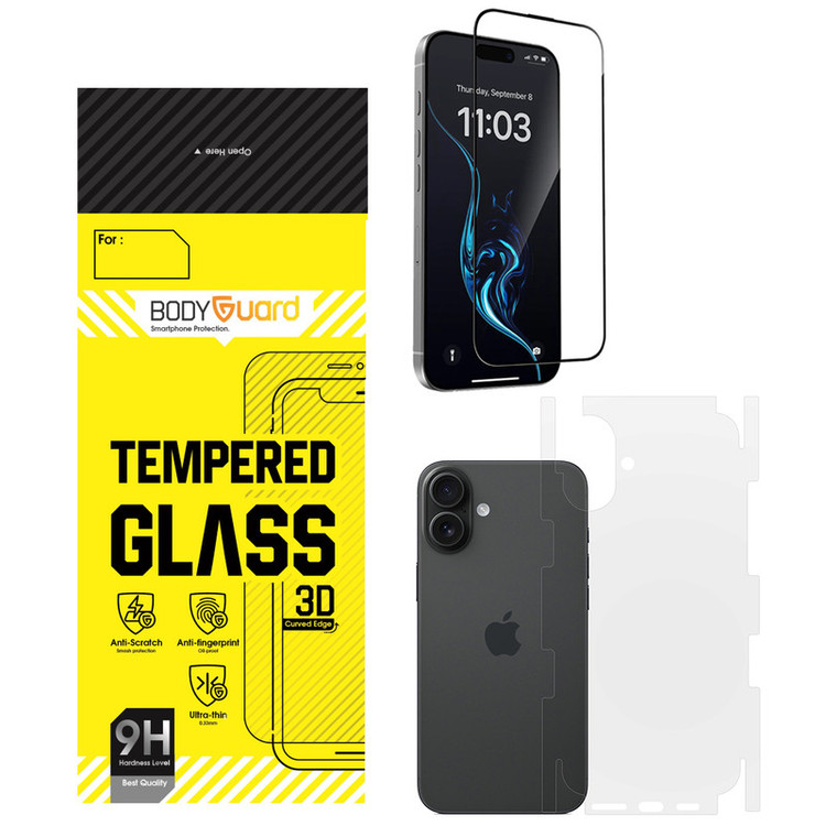 محافظ صفحه نمایش بادیگارد مدل HighGss مناسب برای گوشی موبایل اپل iPhone 16 به همراه محافظ پشت گوشی