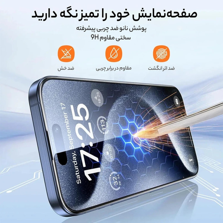 محافظ صفحه نمایش بادیگارد مدل HighGss مناسب برای گوشی موبایل اپل iPhone 16 به همراه محافظ پشت گوشی