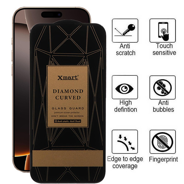 محافظ صفحه نمایش اپیکوی مدل Xmart Diamond Curved مناسب برای گوشی موبایل اپل iPhone 16 / 15 / 14 Pro