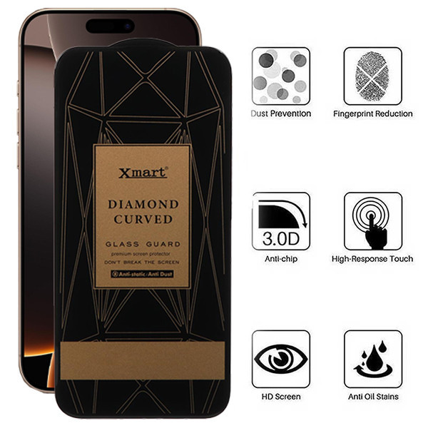محافظ صفحه نمایش اپیکوی مدل Xmart Diamond Curved مناسب برای گوشی موبایل اپل iPhone 16 / 15 / 14 Pro