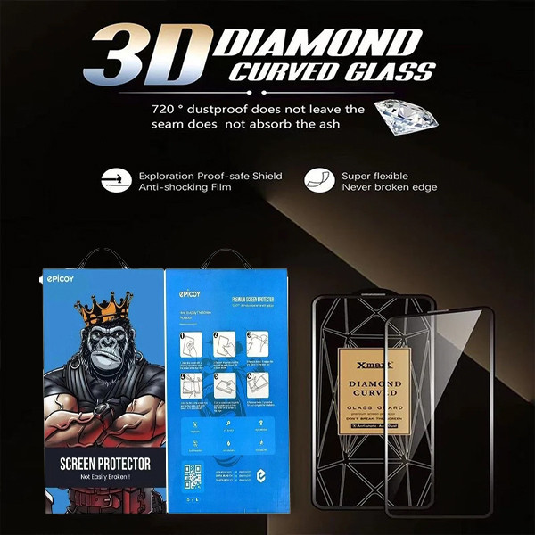محافظ صفحه نمایش اپیکوی مدل Xmart Diamond Curved مناسب برای گوشی موبایل اپل iPhone 16 / 15 / 14 Pro