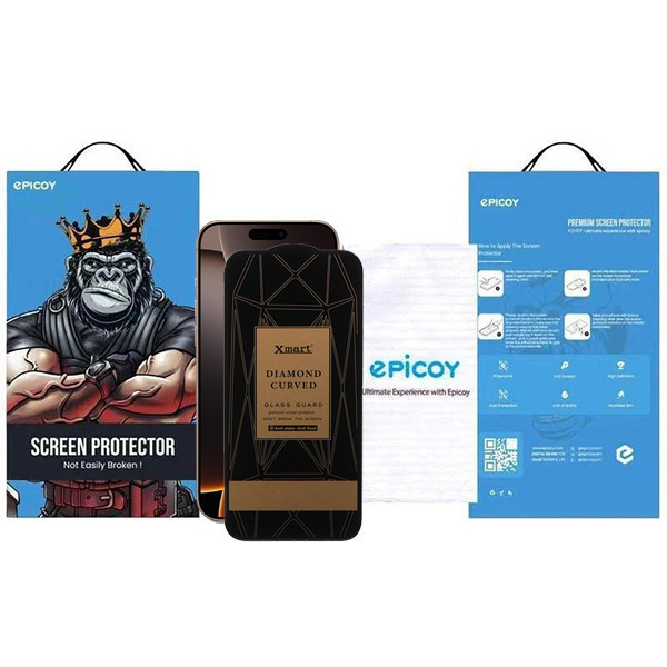 محافظ صفحه نمایش اپیکوی مدل Xmart Diamond Curved مناسب برای گوشی موبایل اپل iPhone 16 / 15 / 14 Pro