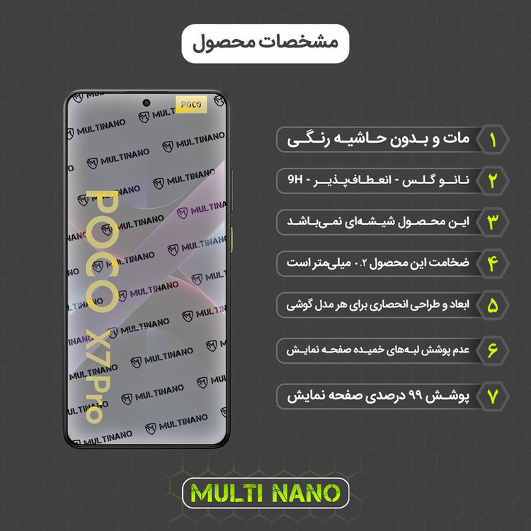 محافظ صفحه نمایش مات مولتی نانو مدل X-S2M مناسب برای گوشی موبایل شیائومی Poco X7 Pro بسته دو عددی