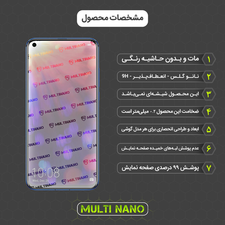 محافظ صفحه نمایش مات مولتی نانو مدل X-S1M مناسب برای گوشی موبایل آنر View 20