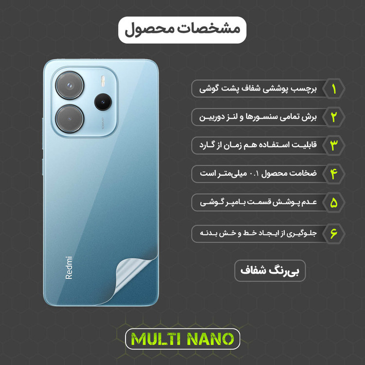 محافظ پشت گوشی هیدروژل مولتی نانو مدل X-F1T مناسب برای گوشی موبایل شیائومی Redmi Note 14 4G
