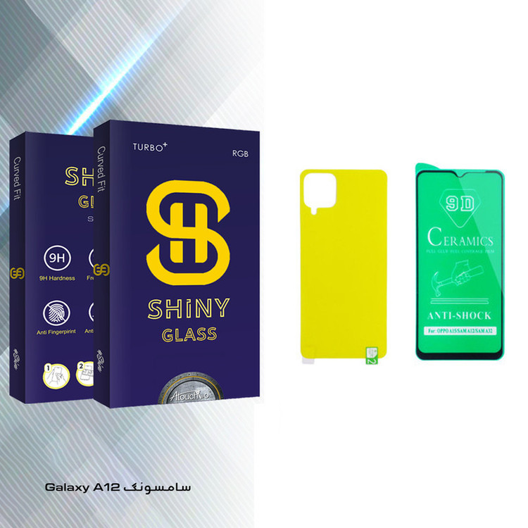 محافظ صفحه نمایش سرامیکی و پشت گوشی آتوچبو مدل Shiny Glass مناسب برای گوشی موبایل سامسونگ Galaxy A12