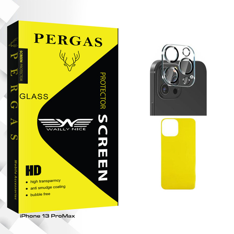 محافظ پشت گوشی وایلی نایس مدل Pergas Glass FLL مناسب برای گوشی موبایل اپل iPhone 13 ProMax به همراه محافظ لنز دوربین