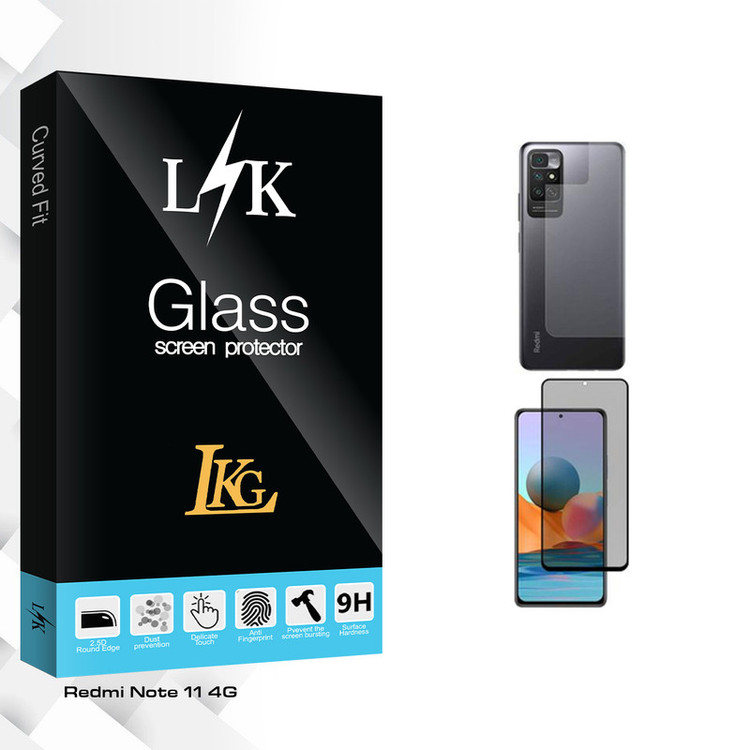 محافظ صفحه نمایش حریم شخصی ال کا جی مدل LK Glass مناسب برای گوشی موبایل شیائومی Redmi Note 11 4G به همراه محافظ پشت گوشی