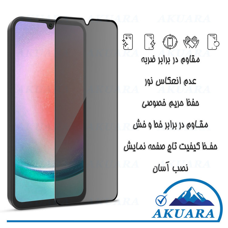 محافظ صفحه نمایش حریم شخصی آکوآرا مدل PRV AKU مناسب برای گوشی موبایل سامسونگ Galaxy A54 / S23 FE مجموعه دو عددی